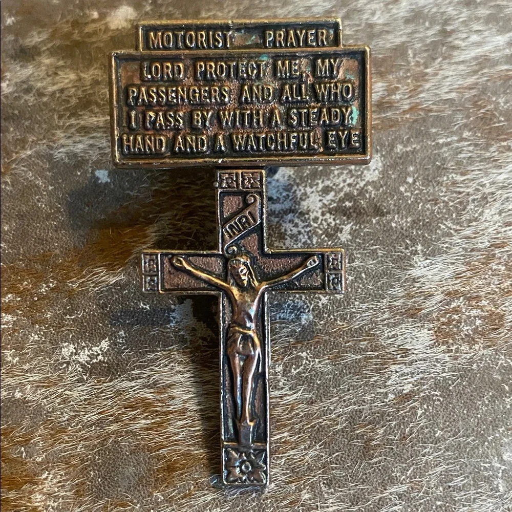 Bronze Crucifix with Motorist Prayer money clip